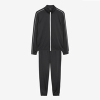 Ensemble de survêtement noir à capuche pour homme, veste zippée intégrale, couleur unie, tenue décontractée, saison hivernale, coupe régulière, poids lourd