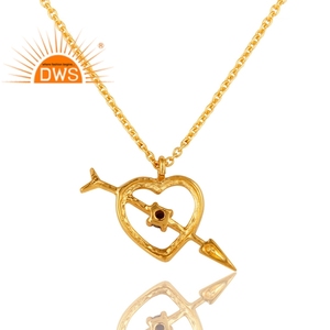 Meilleure vente Ensemble de pierres précieuses Iolite en argent sterling 925 plaqué or Collier pendentif en forme de cœur en argent 925 fabricant de bijoux - Product Image 4