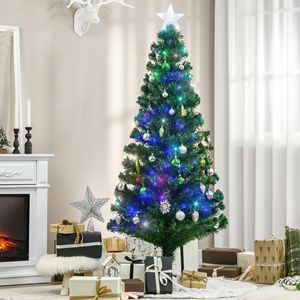 Albero di Natale Artificiale Douglas Fir Pre-Illuminato con 230 Rami Realistici, 6 Piedi di Altezza, 24 Luci LED Multicolore e Fibre Ottiche - Product Image 1