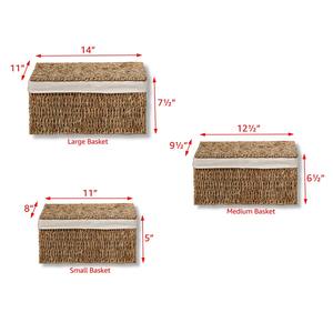 Juego de 3 cestas rectangulares de almacenamiento de mimbre marino, hechas a mano, ecológicas, fabricadas en Vietnam, venta al por mayor. - Product Image 2