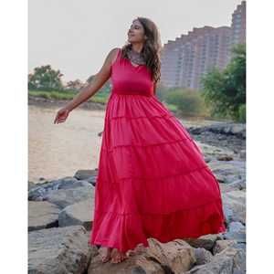 Magnifique robe en coton rose respirante et confortable taille XS avec taille élastique pour les occasions décontractées - Product Image 5