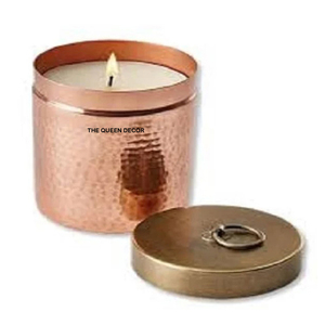 Porte-bougie parfumé doré, texture gaufrée feuillagée créative, très demandé, forme ronde, fait main - Product Image 3