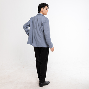 เสื้อเบลเซอร์ผู้ชายสีคาเฟ่ กระดุมแถวเดียว ปกคอปก ทรงปกติ ผ้าโพลีเอสเตอร์ทอ สไตล์อังกฤษ รับผลิตแบบ OEM/ODM - Product Image 5