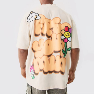 เสื้อยืดโอเวอร์ไซส์ผู้ชาย OEM ผ้าฝ้าย 100% พิมพ์ลายซิลค์สกรีน ระบายอากาศได้ดีและกันยับ - Product Image 6