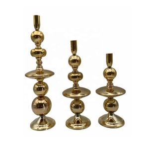 New Arrival Taper Aluminum <b>Candle</b> Holder Set 3 Golden Finish Living Room Wedding Festive Christmas Showcase Home Decor - Product Image 1