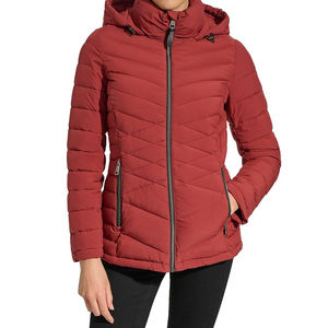 Blouson matelassé décontracté pour femme, à capuche épaisse, manches longues, imperméable, respirant, hiver, fermeture éclair, broderie frontale unie - Product Image 6