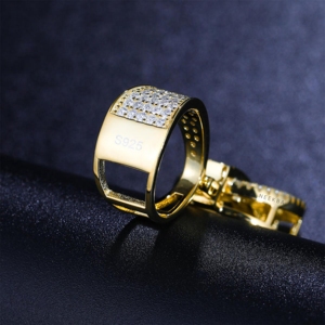 Colgante de Moissanita con Forma de Signo de Dólar - Colgante de Plata 925 con Moissanita, Colgante de Moissanita con Corte Baguette, Joyería de Lujo Estilo Hip Hop - Product Image 6