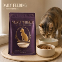 Sachet alimentaire pour animaux de compagnie en matériau monofilament recyclable avec fermeture éclair, impression personnalisée, sac durable pour nourriture pour chats, vente en gros