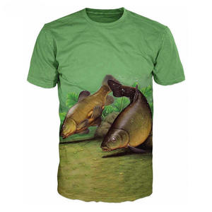 T-shirt de pêche unisexe avec imprimé carpe réaliste, design par sublimation, logo frontal, style pull-over, vêtement adulte 100% polyester UPF 50 - Product Image 1