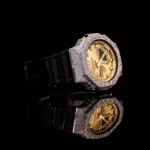 Hip Hop Bust G Sh0 <b>Watch</b> Fully Iced VVS Moissanite Diamonds Custom Gold Plated Luxury Analog <b>Rubber</b> 3Bar Mechanical Movement - Product Image 6