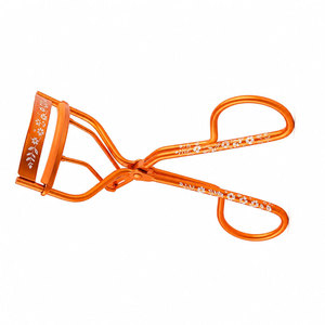 Orange Stainless Steel Eyelash <b>Curler</b> with Floral Design Lightweight Portable Makeup Tool for Easy Use - Product Image 2