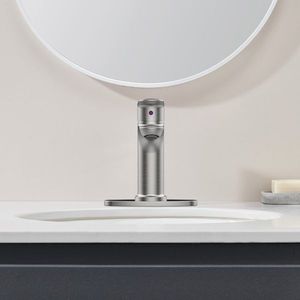 Rubinetto da Bagno Monocomando in Nichel Spazzolato Stile Antico per 1 o 3 Fori con Base e Due Tubi da 9/16'' per Lavanderia e Lavabo - Product Image 5