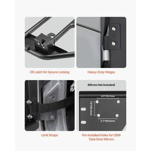 Porte Tubolari per Jeep a 4 Porte Stile Avventura con Cerniere Rinforzate e Chiusura OE, Copertura Tonneau per Jeep con Cuscinetti in Gomma - Product Image 3