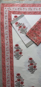 Juego de Sábanas Planas de Algodón con Estampado a Mano de Jaipur, 7 Piezas, Tamaño Doble, Estampado Floral, Ecológico, 250 Hilos, MORVI FAB, Regalo de Boda - Product Image 4