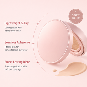 Aery Film Hydrating Cushion SPF35 PA+++ Protection solaire minérale Couvrance moyenne Fond de teint compact éclatant Marque privée OEM ODM Base - Product Image 1