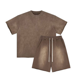 Ensemble T-shirt et Short Thermique Décontracté Vintage Oversize en Coton Lourd 360 Grammes de Haute Qualité pour Hommes – Vente en Gros - Product Image 3