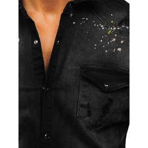 Camisa de Mezclilla al por Mayor, Camisa de Mezclilla de Manga Larga para Hombre, Camisas de Mezclilla Ajustadas de Manga Larga para Otoño, Diseño OEM de Primera Calidad - Product Image 6