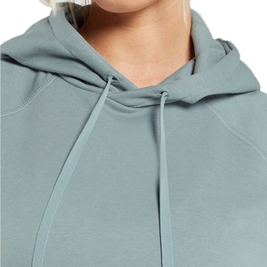 Custom Design Outfit Oversize Crop hoodies <b>Shorts</b> Solid Color 100% Cotton <b>Long</b> Sleeve Comfortable <b>Women</b> <b>Shorts</b> Set - Product Image 3