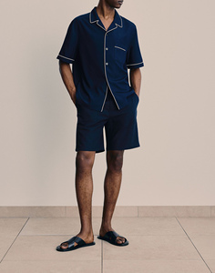 Short tricoté tendance en coton uni, coupe ample, imprimé personnalisé, idéal printemps-été pour le sport - Product Image 1