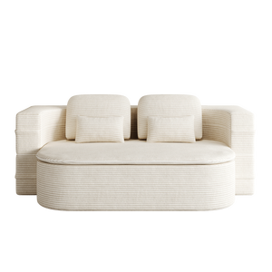 2-in-1 Convertible Sleeper Foam <b>Sofa</b> Bed 75 2 Foldable Blanket Corduroy Floor <b>Folding</b> <b>Sofa</b> with Multi-Functional Features - Product Image 6