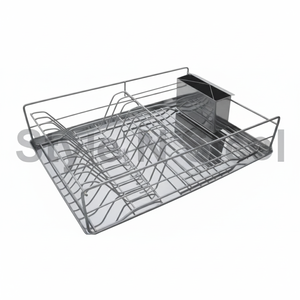 Étagère à vaisselle de cuisine intelligente à 1 niveau, plateau, organisateur de couverts, porte-gobelets, porte-ustensiles, nouveau design, étagères de rangement simples, chromées, pour la cuisine - Product Image 1