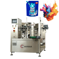 Machine de remplissage et d'emballage automatique rotative à 8 stations pour sachets préformés Doypack à bec verseur de 500g, 1L, 2L pour lessive liquide et savon liquide