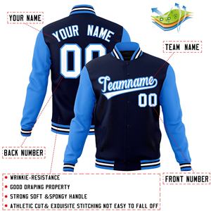Chaqueta Bomber de béisbol de invierno para hombre, ropa deportiva Varsity Letterman con mangas de cuero, cuerpo de lana, tela vaquera, patrón tipo letra - Product Image 2