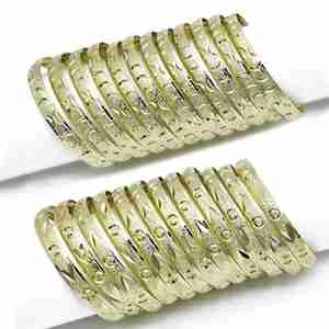 Juego de Brazaletes de Latón Chapado en Oro de 14K, 18K y 24K, Diseño Mixto al por Mayor, Brazaletes Tradicionales de Oro, Joyería de Moda Chapada en Oro, Oro Joyería - Product Image 2