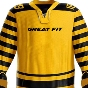 Tenues de hockey sur glace unisexes personnalisées de haute qualité, très demandées, 100 % polyester, avec nom d'équipe OEM sur les pantalons, manches courtes - Product Image 4