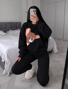Ensemble sweat-shirt et leggings graphiques surdimensionnés pour femmes, tenue décontractée confortable en deux pièces, survêtement en molleton doux - Product Image 3