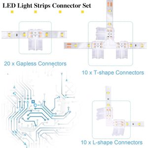 Connettori per Strisce LED a 2 Pin da 8 mm, 40 Pezzi, Forma a T e L, Senza Spazi, Senza Saldatura, Adattatore per Estensione LED a 3 Lati - Product Image 2