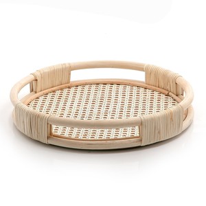Decor serving tray for <b>sweets</b> & drinks best quality natural rattan organizer hand-weaving trays - Product Image 6