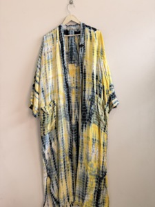 Robes longues bohèmes d'été, kimono vintage en soie de sari, robes faites à la main - Product Image 5