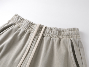 <b>Men's</b> Casual Wide Leg Pants <b>Elastic</b> <b>Waist</b> Drawstring <b>Trousers</b> Solid Beige With Side Pockets - Product Image 3