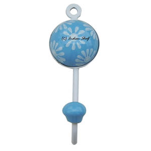 Crochets muraux décoratifs floraux en turquoise faits à la main en gros – Porte-manteaux, porte-sacs, porte-clés – Fournisseur en gros de quincaillerie - Product Image 2