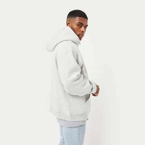 Sweat à capuche tendance pour homme, gris chiné, en molleton de coton, coupe droite, avec poche kangourou et cordon de serrage, décontracté - Product Image 5