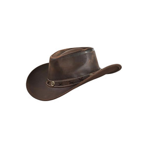 Sombrero de Vaquero de Cuero Unisex Marrón de Ala Ancha, Estilo Occidental Clásico, Informal para Exteriores, para Adultos, para las Cuatro Estaciones - Product Image 1