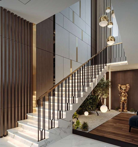 Rampe d'escalier moderne noire en métal courbé, balustrade de luxe pour villa, maison, hôtel - Product Image 3