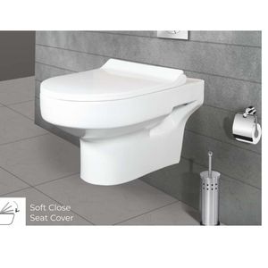 Inodoro suspendido de cerámica blanca de alta resistencia, diseño moderno tipo Kortik, 545x360x340mm, sanitario para baño comercial. - Product Image 3