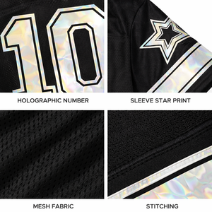 Camiseta de fútbol americano holográfica para mujer, con transferencia térmica, de malla, transpirable, de poliéster, con cuello en V, estilo urbano, uniforme de equipo, OEM - Product Image 4