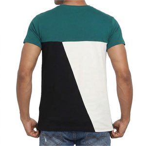 Camiseta premium de cuello redondo y corte ajustado con bloques de color geométricos para hombre – Estilo urbano - Product Image 3