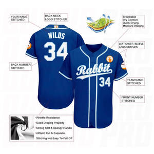 Custom Baseball Jersey Unisex Short Sleeve <b>Blue</b> Teamname Printed Moisture Wicking Adult Regular Fit - Product Image 4