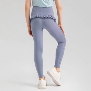 Pantalon de yoga d'été pour filles, série Respiration, en Spandex/Nylon, extensible dans les quatre sens, longueur cheville, taille élastique, séchage rapide, dentelle, style ballet - Product Image 4