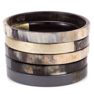 Buffalo Horn Eco-Friendly Handcrafted Wide Diamond Pearl Embellished Bangle - Product Image 3