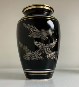 Urna Conmemorativa de Latón Negro con Grabado de Hojas, Estilo Americano/Europeo, para Guardar Cenizas de Adultos - Product Image 6
