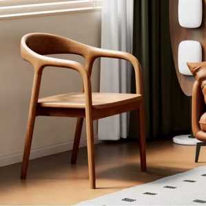 Silla de Comedor Clásica con Acabado en Madera de Nogal, Asiento Acolchado en Cuero, Estructura de Madera Sólida, Ideal para Hoteles, Restaurantes y Cafés - Product Image 6