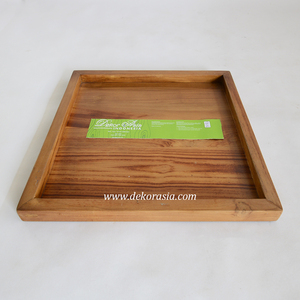 Plateau carré en bois artisanal durable et écologique, ustensiles de cuisine en bois naturel, pour servir les repas et les collations, compatible lave-vaisselle et micro-ondes, de qualité supérieure - Product Image 2