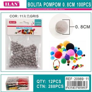 Palline Pom-Pom 0,8 cm Grigie 100 Pezzi per Decorazioni Artigianali - Product Image 3