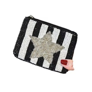 Classic Beaded Coin Purse Pearl and Diamond Beaded Make up <b>Bag</b> Wedding or Party Gift for Her - Product Image 1