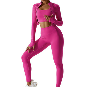 Conjunto de Yoga de 3 Piezas para Mujer de Alta Calidad, Marca Privada, Personalizado, a Bajo Precio - Product Image 1